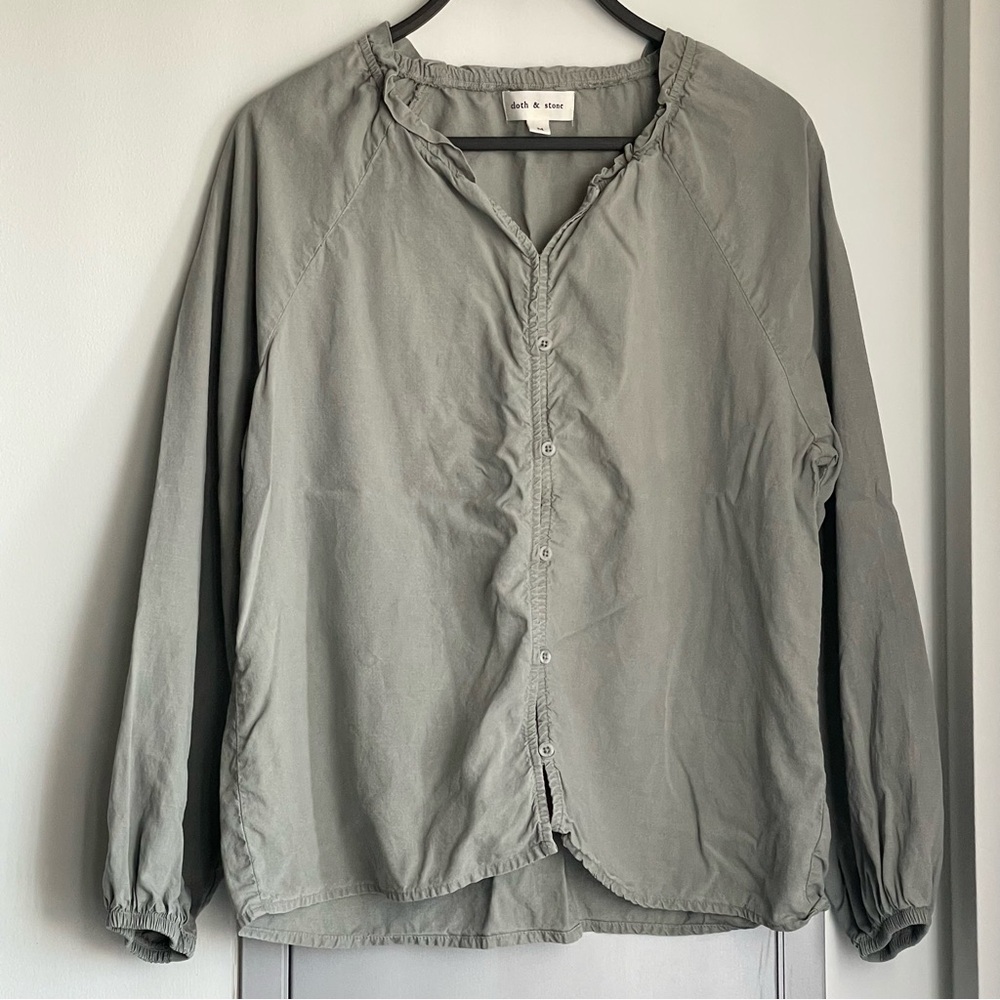 CLOTH & STONE Sage 100% Tencel Lyocell Button-Up Blouse